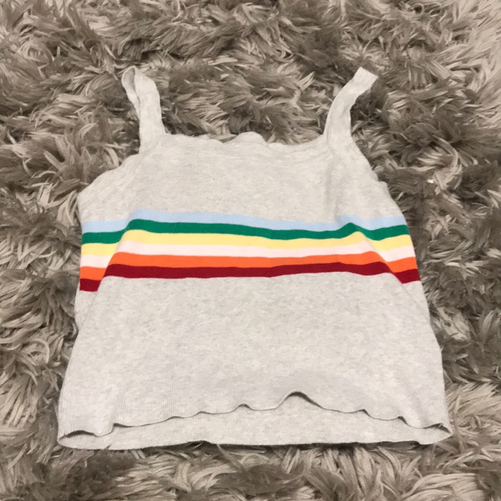 Grey tank with rainbow stripe